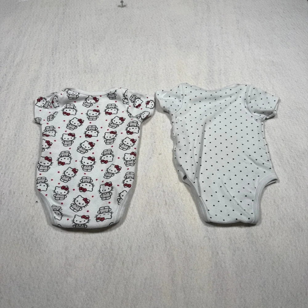 Hello Kitty Sanrio Baby Girls 2 Pack Bodysuits White Polka Dot 18M RN150641